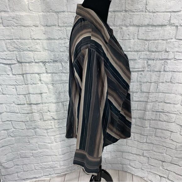 Quizz woman stretch hook front stripe Longsleeve blouse sz 20 women - Picture 7 of 13